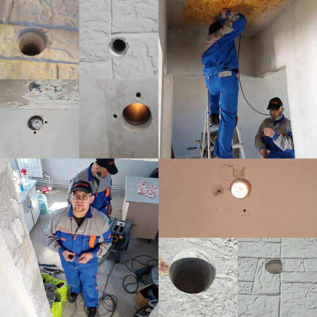 Gaurirea cu diamant pentru hota și ventilații demolare beton armat monolit distrugerea betonului