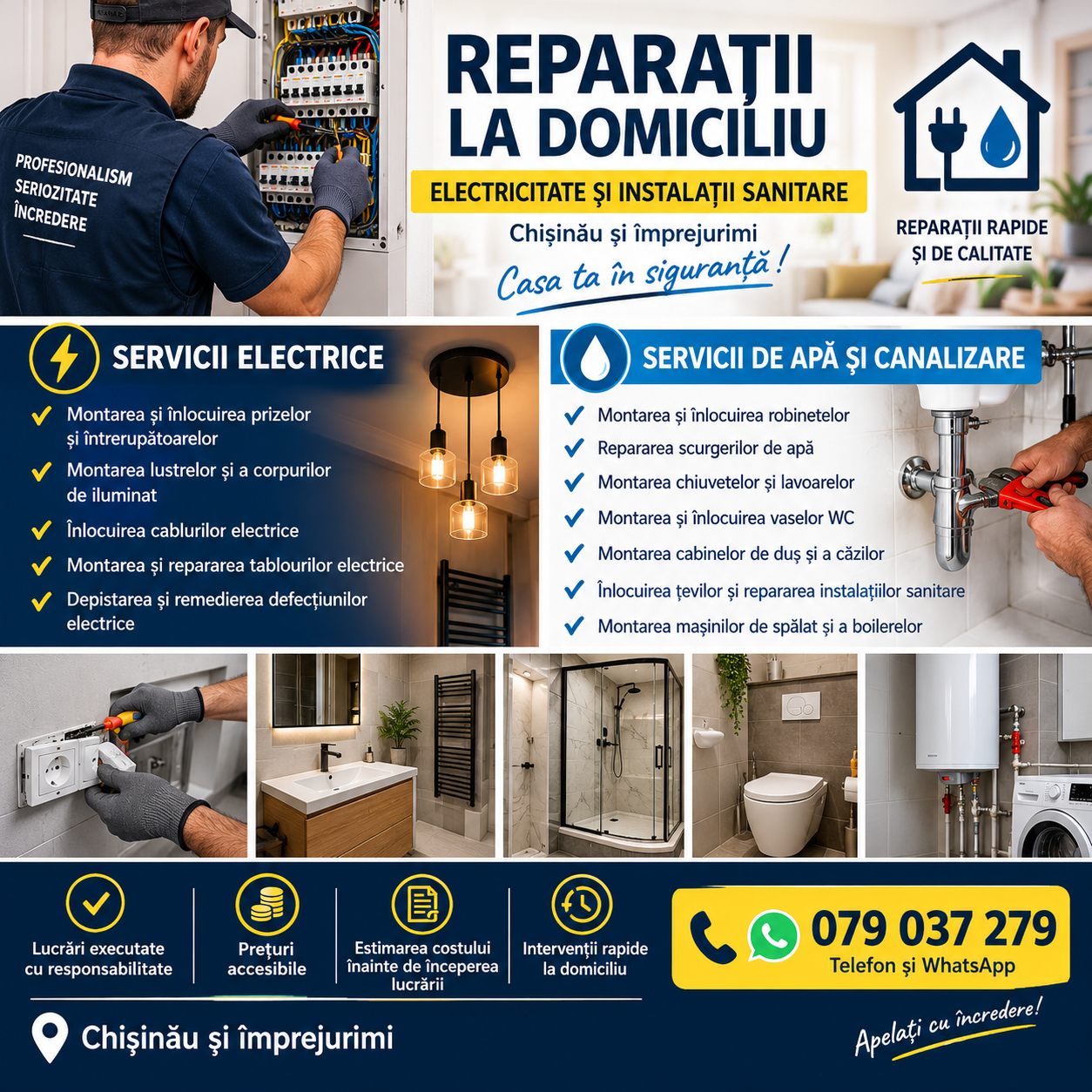 REPARAȚII LA DOMICILIU - ELECTRICITATE ȘI INSTALAȚII SANITARE